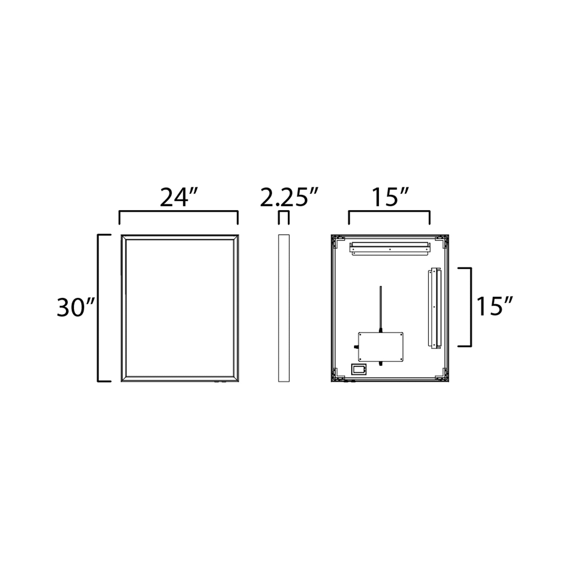 Bevel LED Wall Mirror - line drawing.