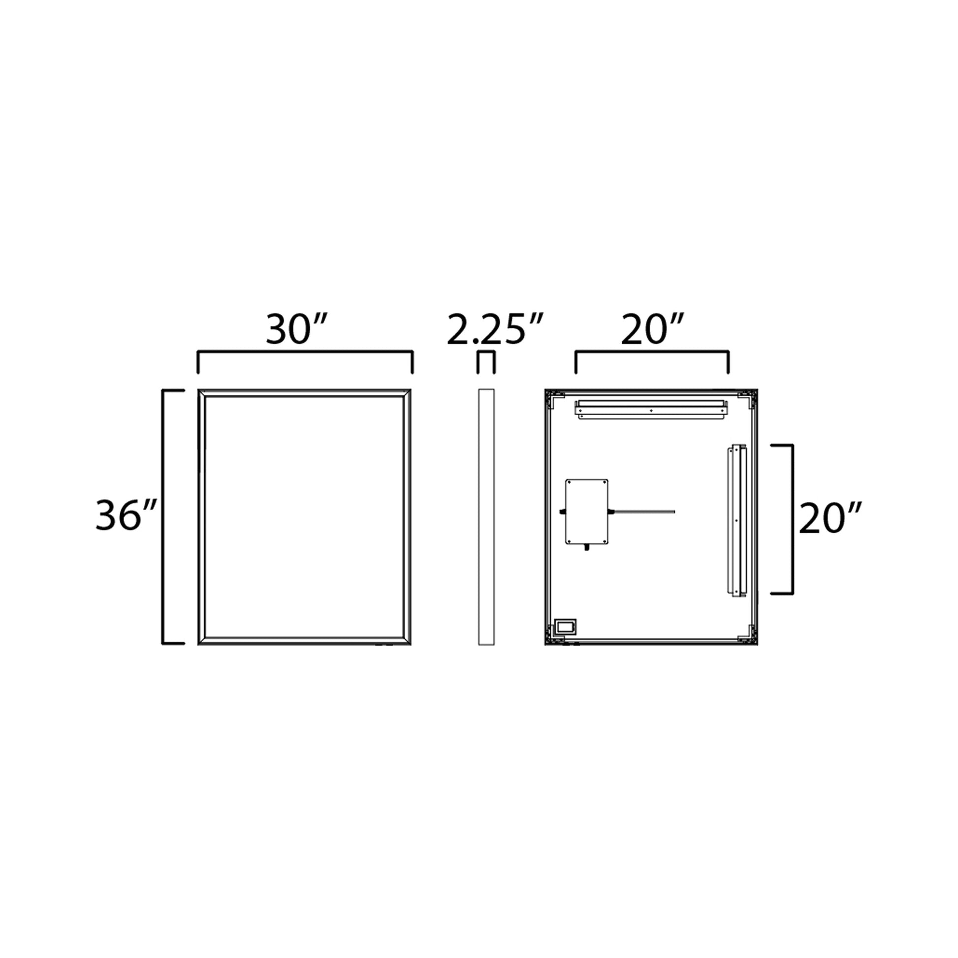 Bevel LED Wall Mirror - line drawing.