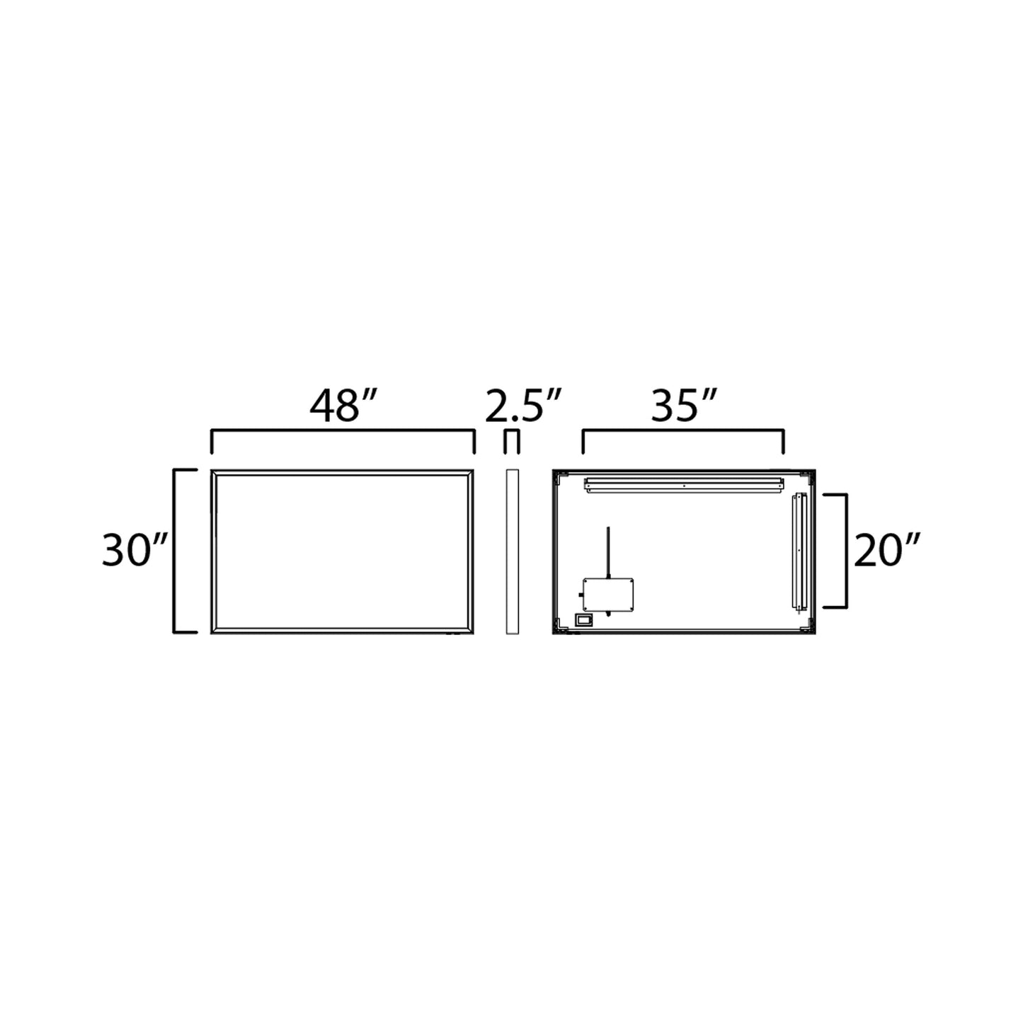 Bevel LED Wall Mirror - line drawing.