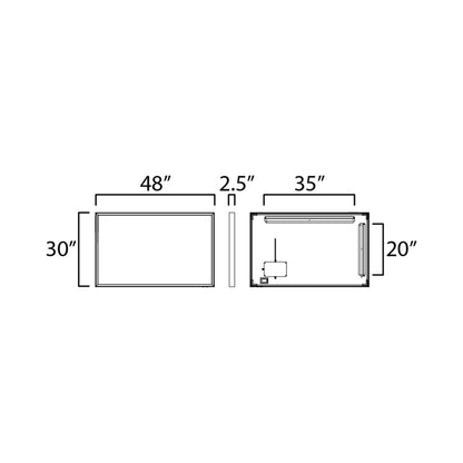Bevel LED Wall Mirror - line drawing.