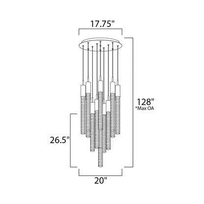 Big Fizz LED Multi Light Pendant Light - line drawing.