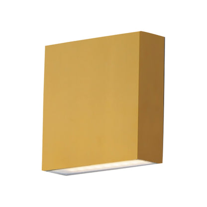 Brik Square Outdoor LED Wall Light in Natural Aged Brass (4.75-Inch/No Features).