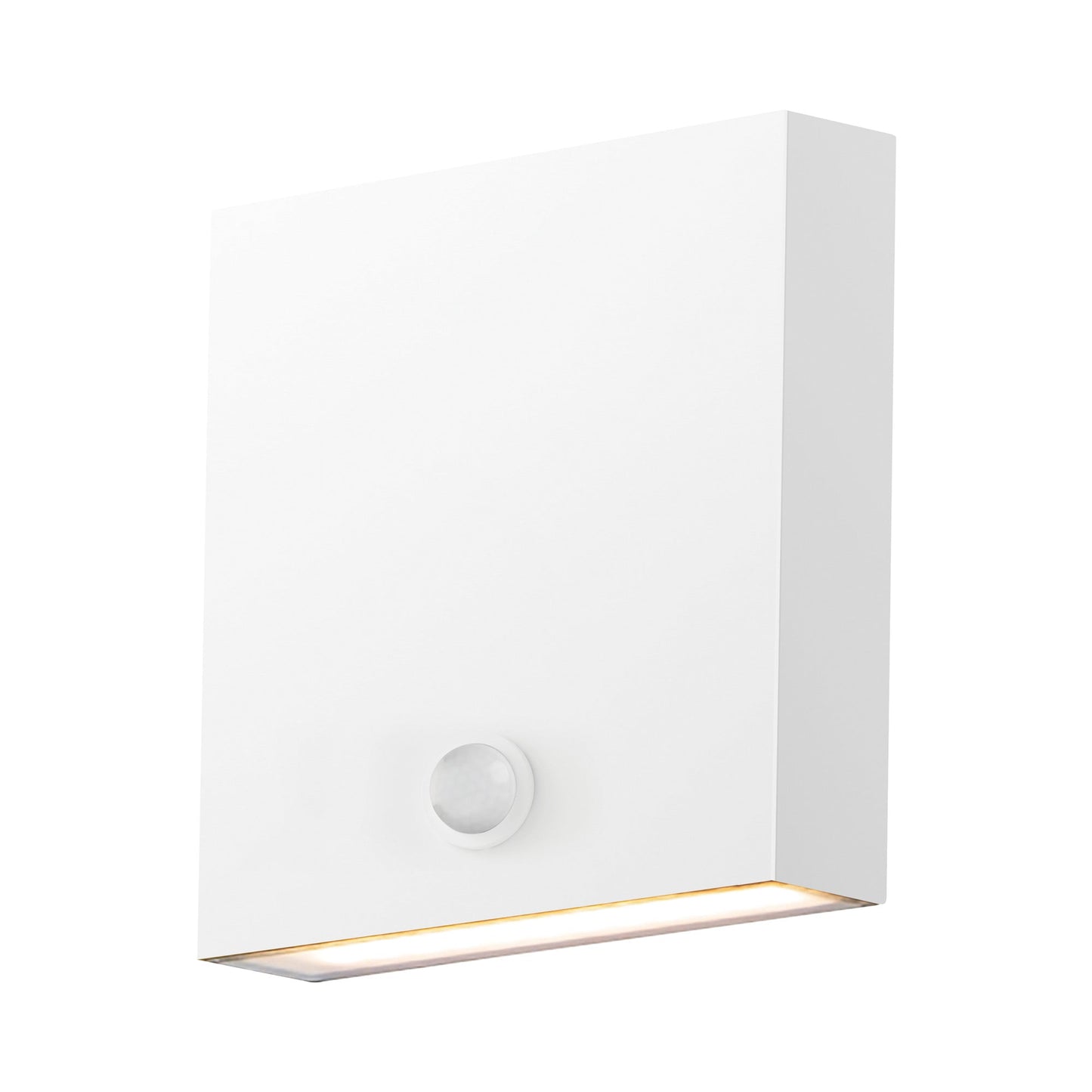 Brik Square Outdoor LED Wall Light in White (6.25-Inch/Motion Sensor/Photocell).