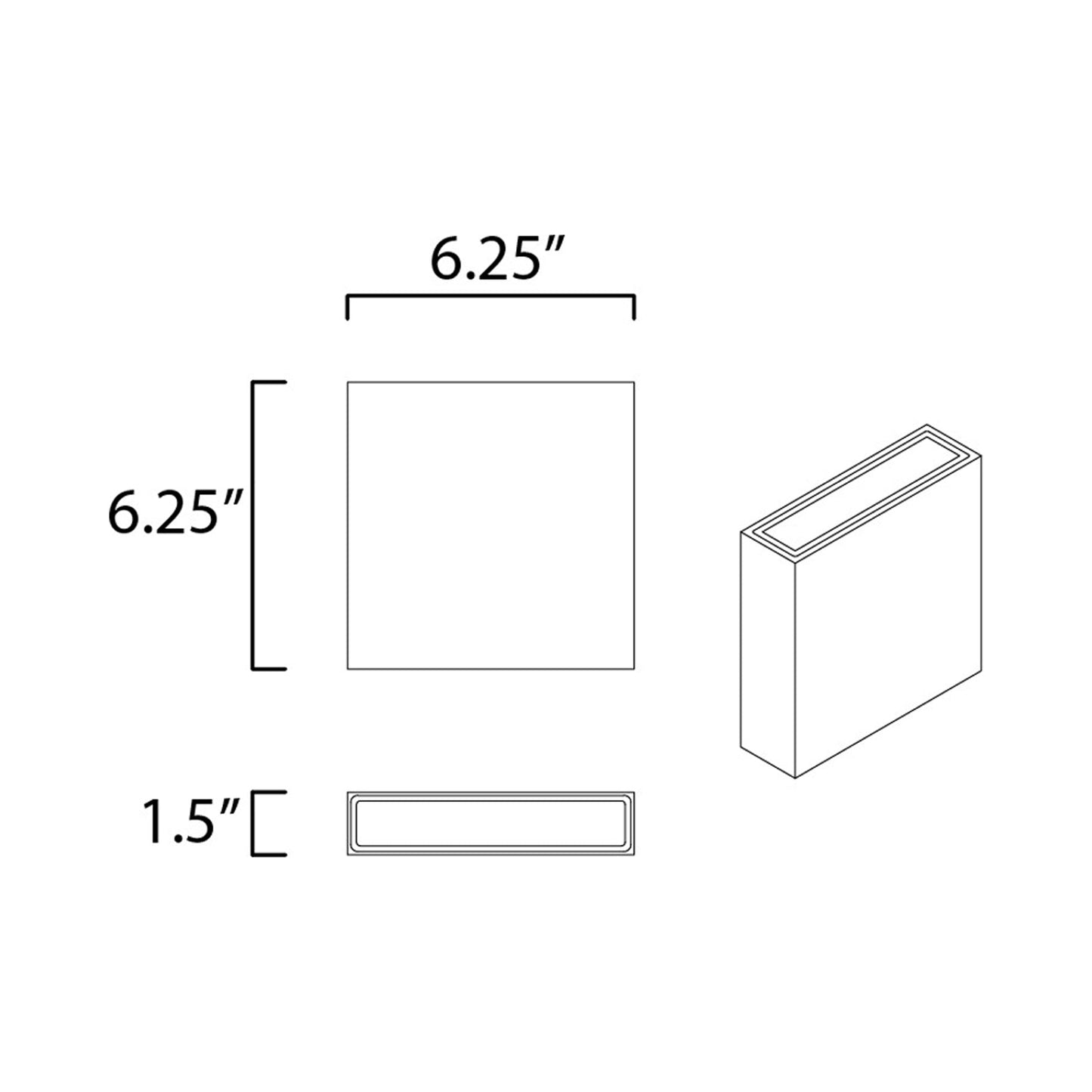 Brik Square Outdoor LED Wall Light - line drawing.