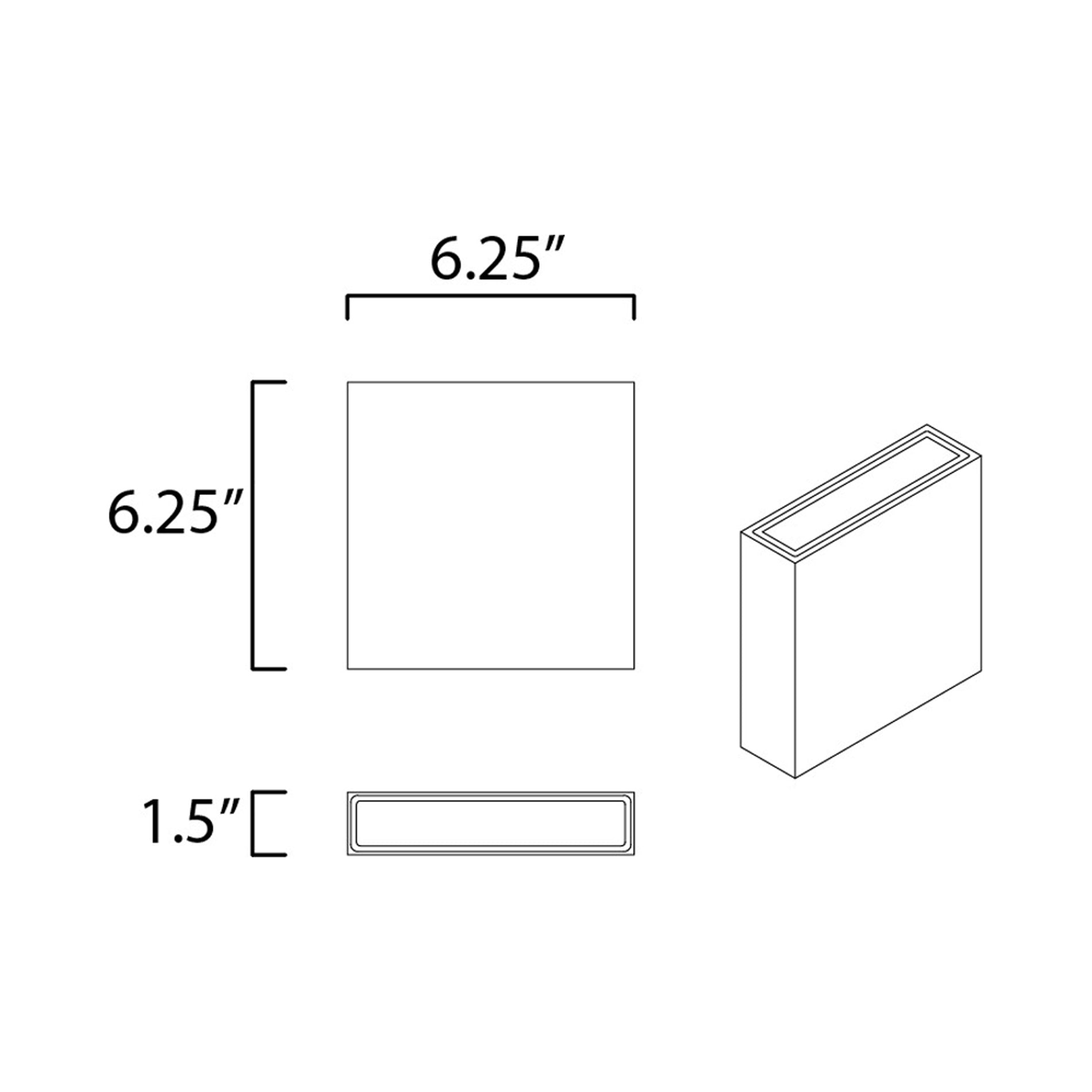Brik Square Outdoor LED Wall Light - line drawing.