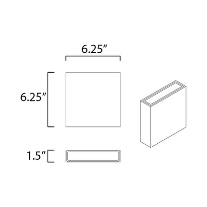 Brik Square Outdoor LED Wall Light - line drawing.