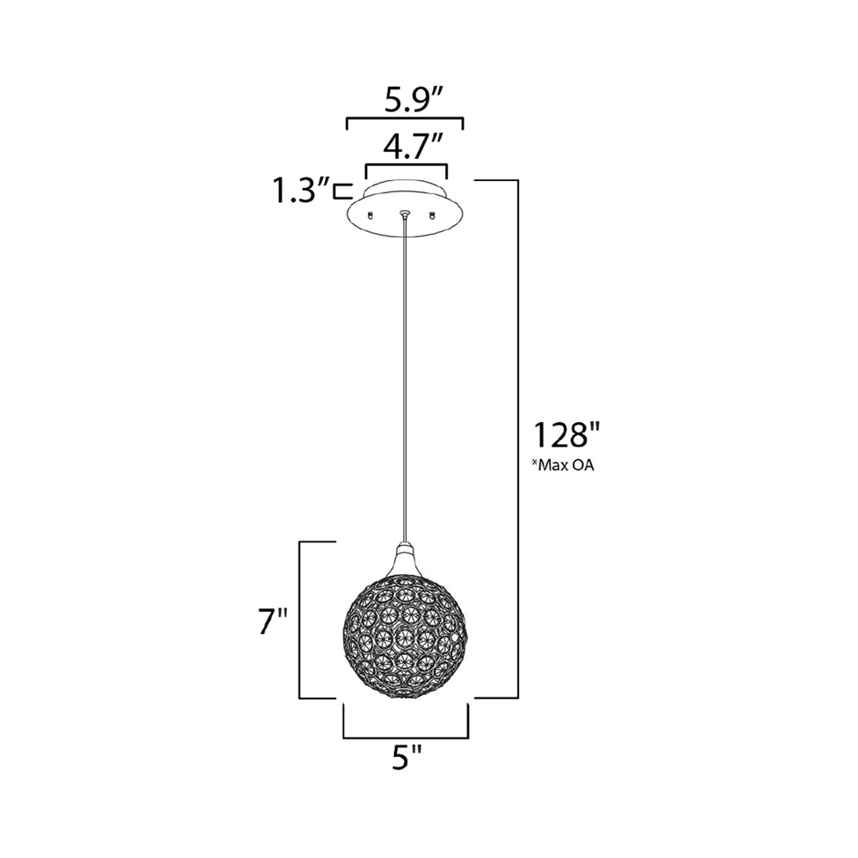 Brilliant Pendant Light - line drawing.