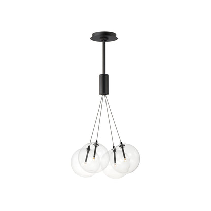 Burst Pendant Light in Black/Clear (4-Light).
