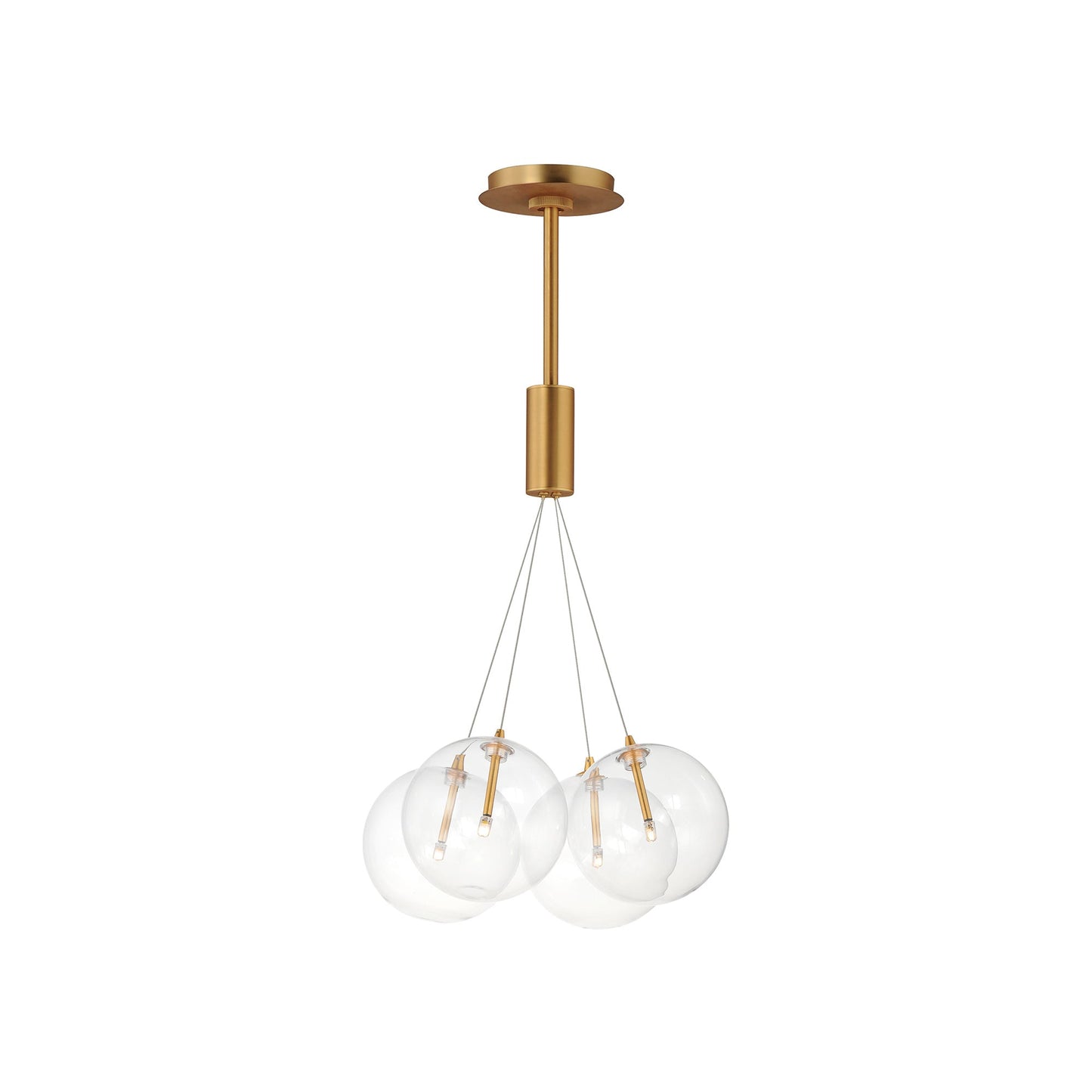 Burst Pendant Light in Gold/Clear (4-Light).