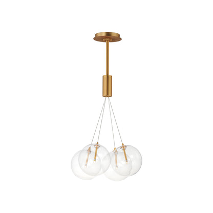 Burst Pendant Light in Gold/Clear (4-Light).