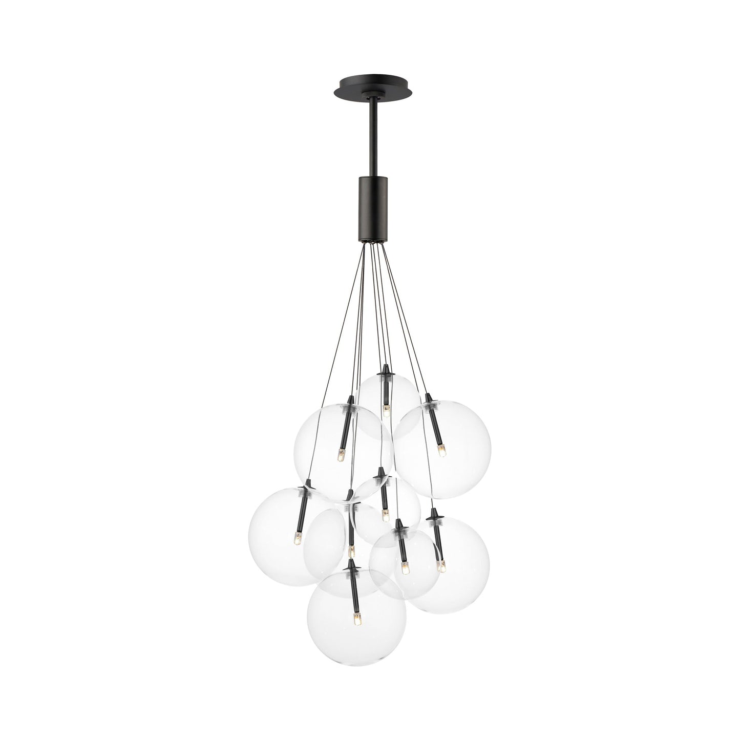 Burst Pendant Light in Black/Clear (9-Light).