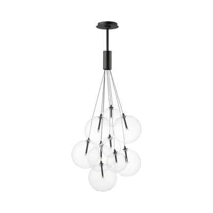 Burst Pendant Light in Black/Clear (9-Light).