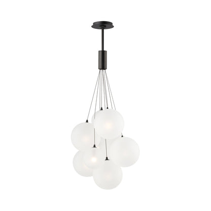 Burst Pendant Light in Black/Translucent Frost (9-Light).