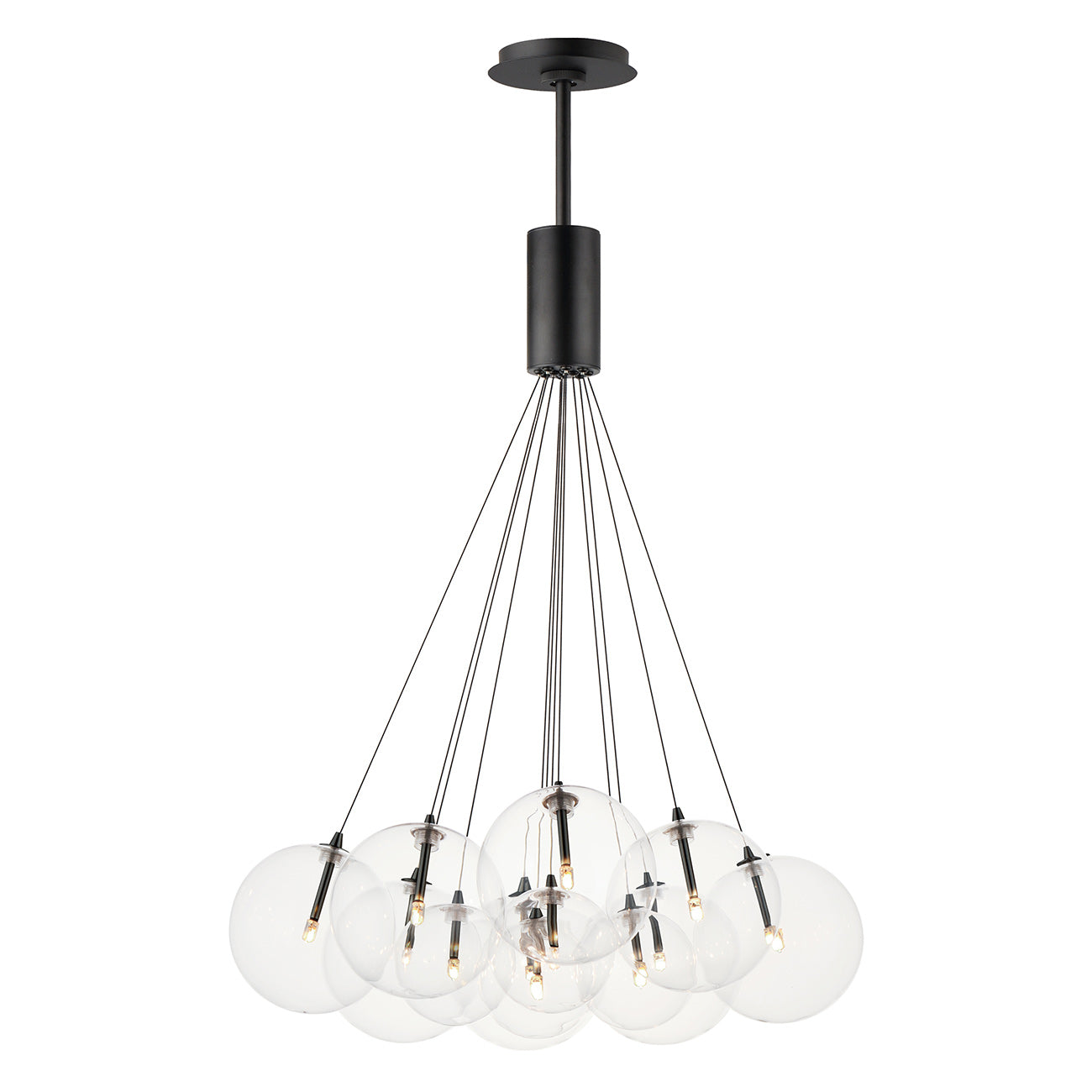 Burst Pendant Light in Black/Clear (12-Light).