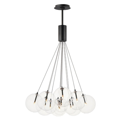 Burst Pendant Light in Black/Clear (12-Light).