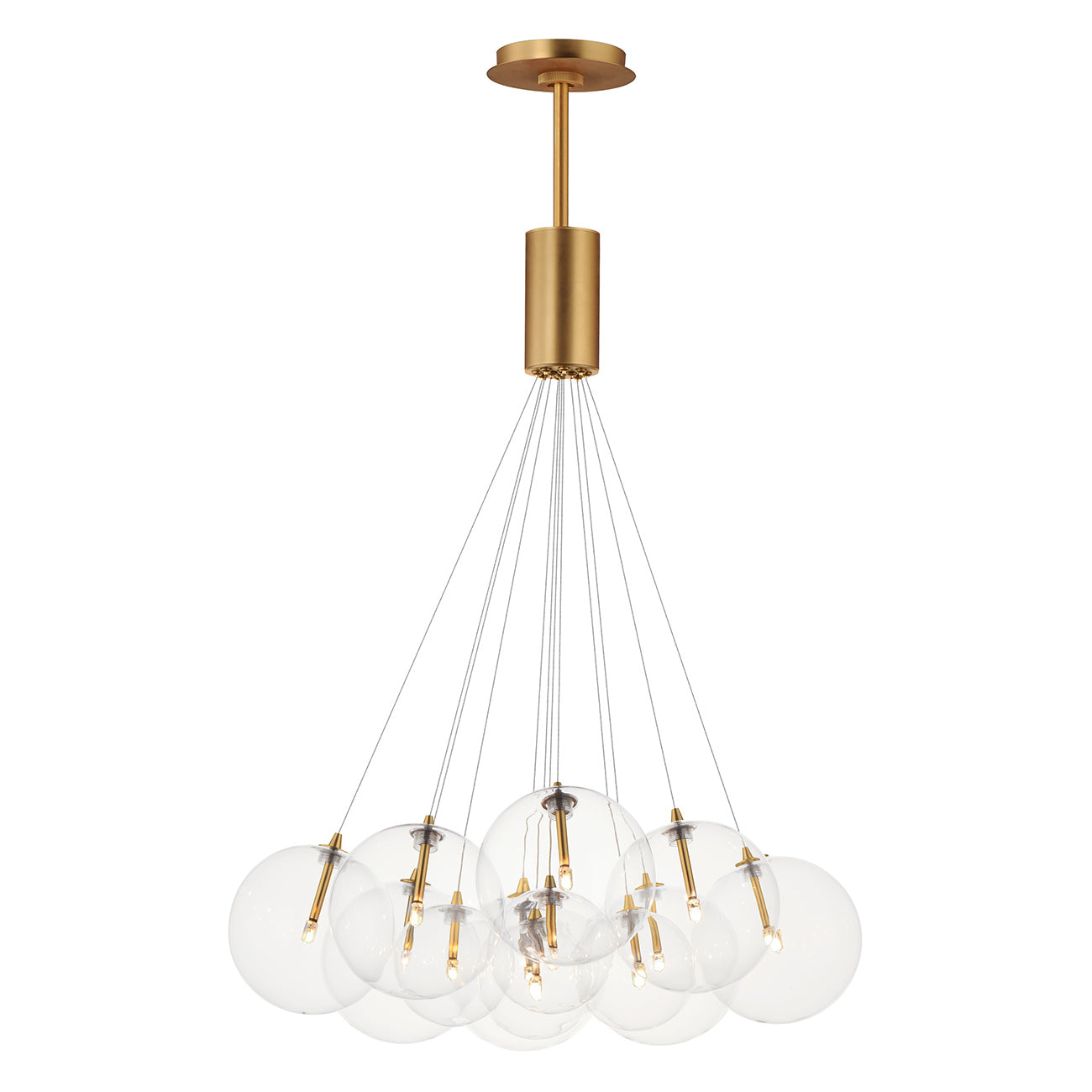 Burst Pendant Light in Gold/Clear (12-Light).