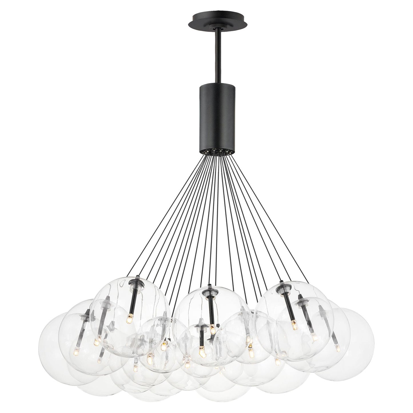 Burst Pendant Light in Black/Clear (20-Light).