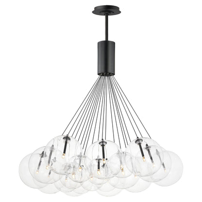 Burst Pendant Light in Black/Clear (20-Light).