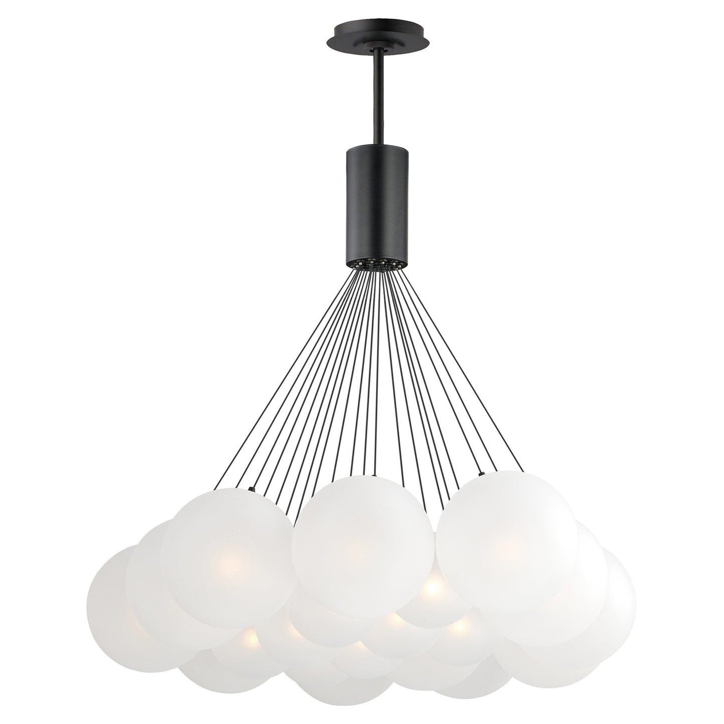 Burst Pendant Light in Black/Translucent Frost (20-Light).