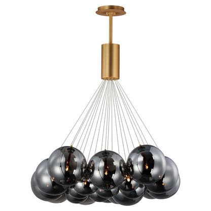 Burst Pendant Light in Gold/Graduating Smoke (20-Light).