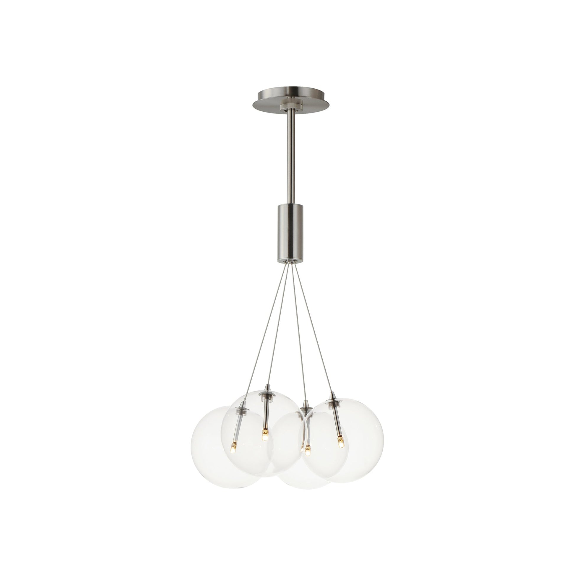 Burst Pendant Light in Satin Nickel/Clear (4-Light).