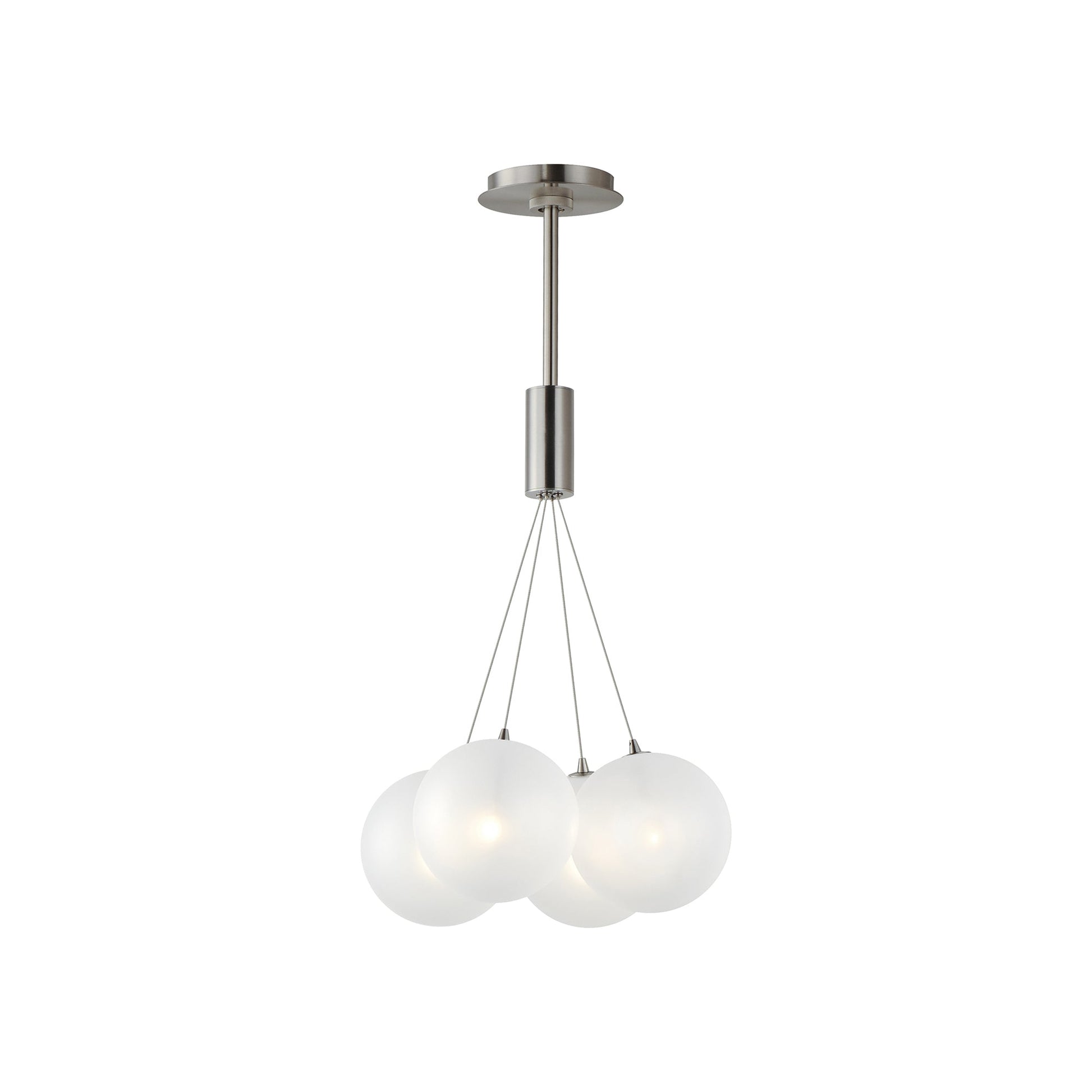 Burst Pendant Light in Satin Nickel/Translucent Frost (4-Light).