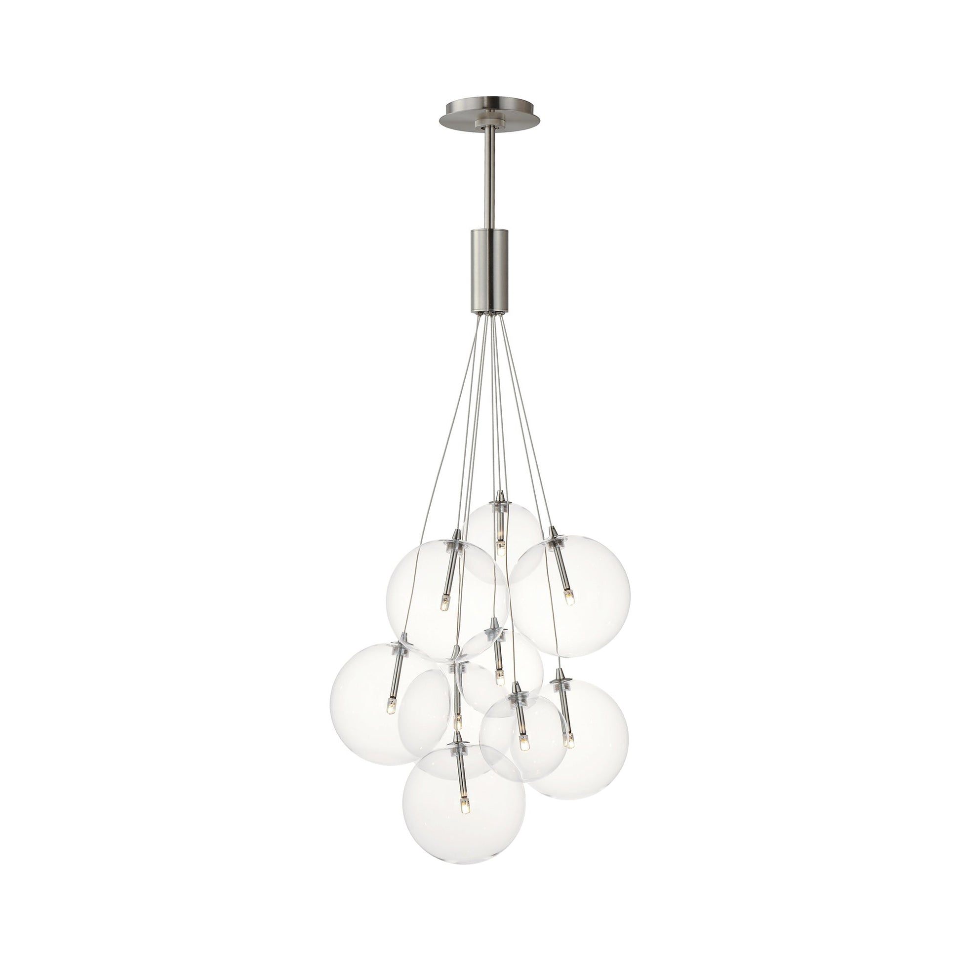 Burst Pendant Light in Satin Nickel/Clear (9-Light).