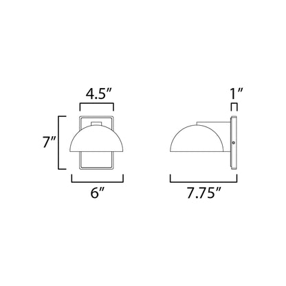 Cauldron Outdoor LED Wall Light - line drawing.