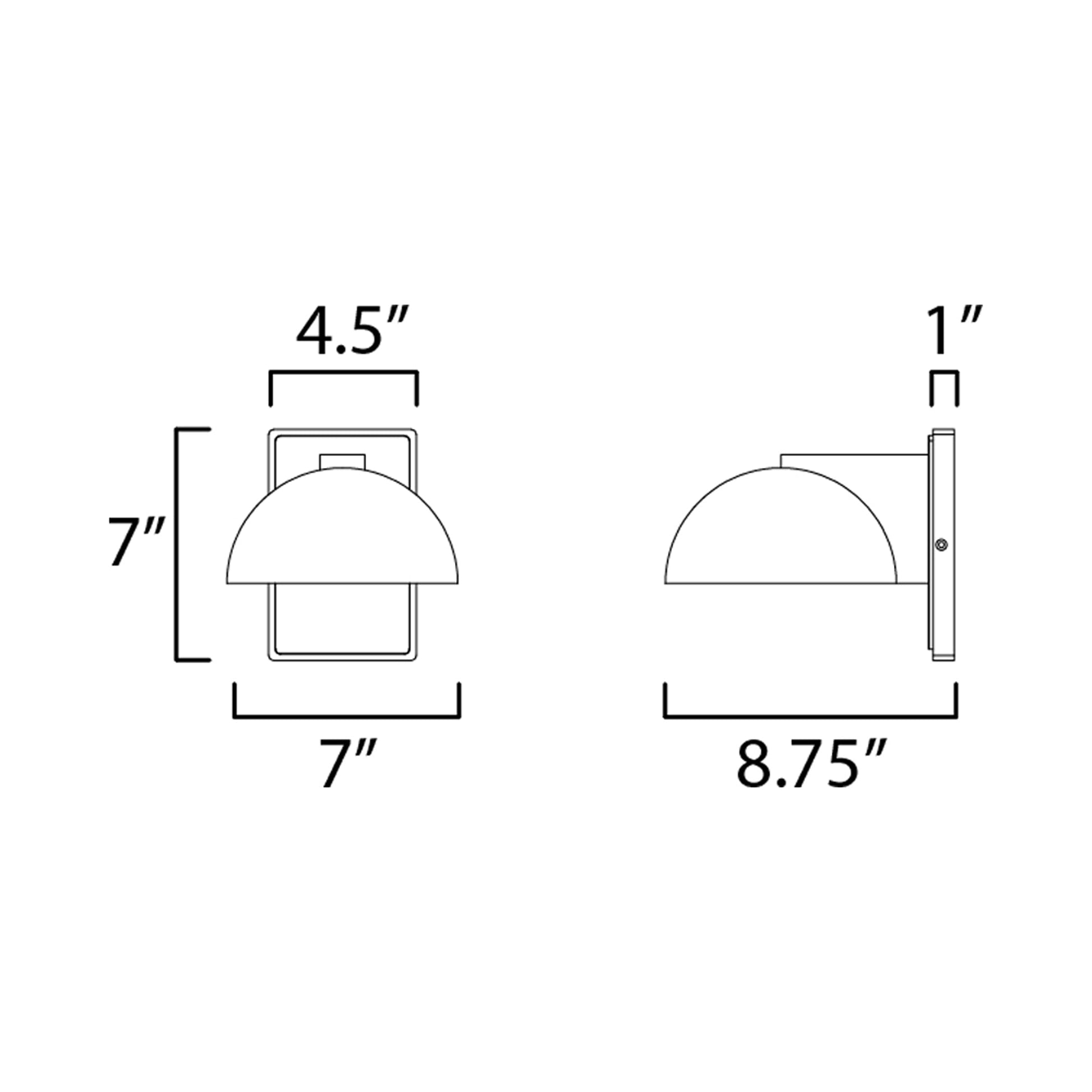 Cauldron Outdoor LED Wall Light - line drawing.