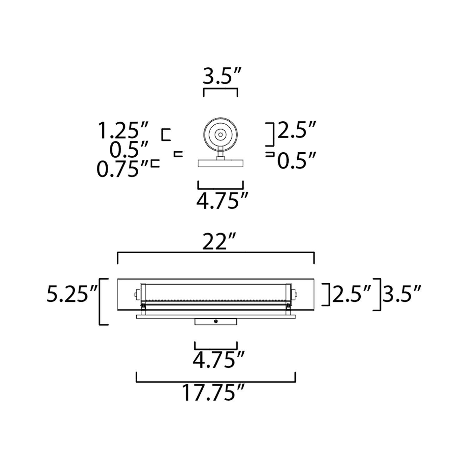 Centrum LED Bath Vanity Light - line drawing.