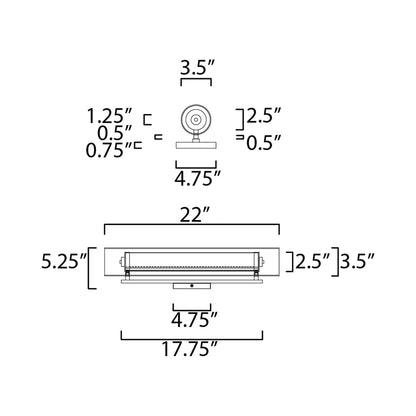Centrum LED Bath Vanity Light - line drawing.