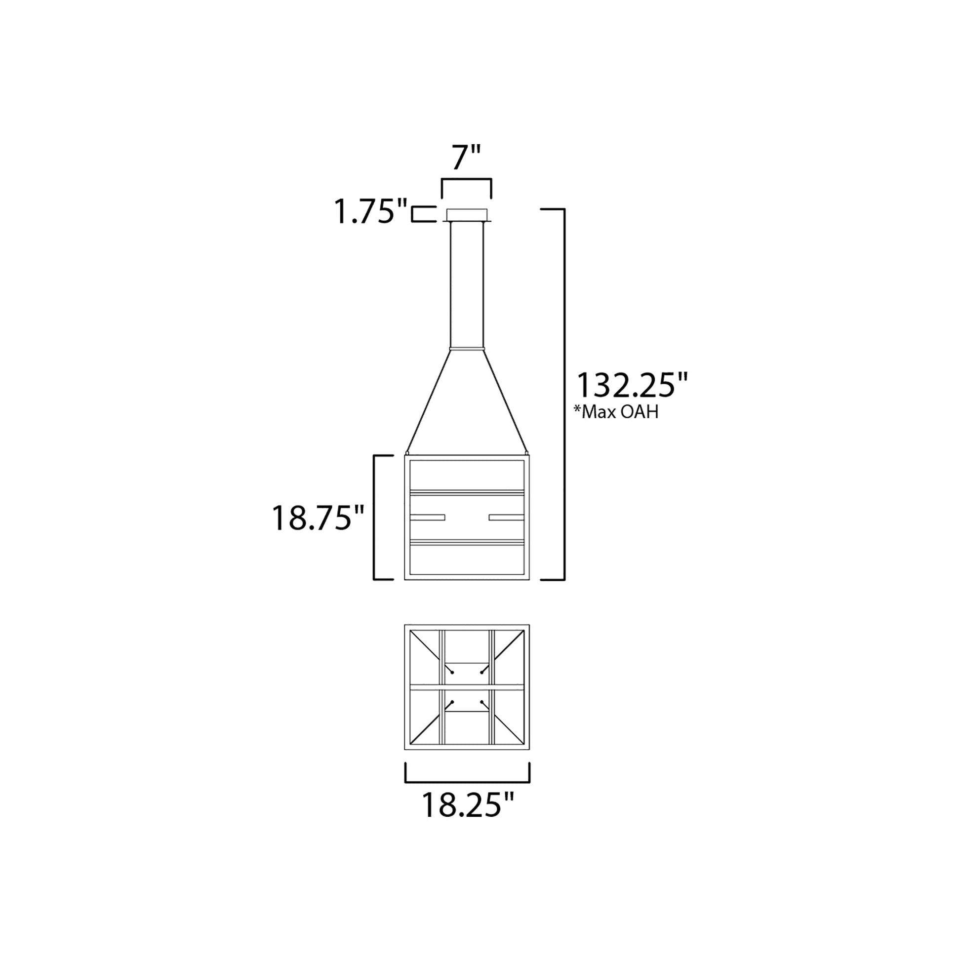 Chamber LED Pendant Light - line drawing.