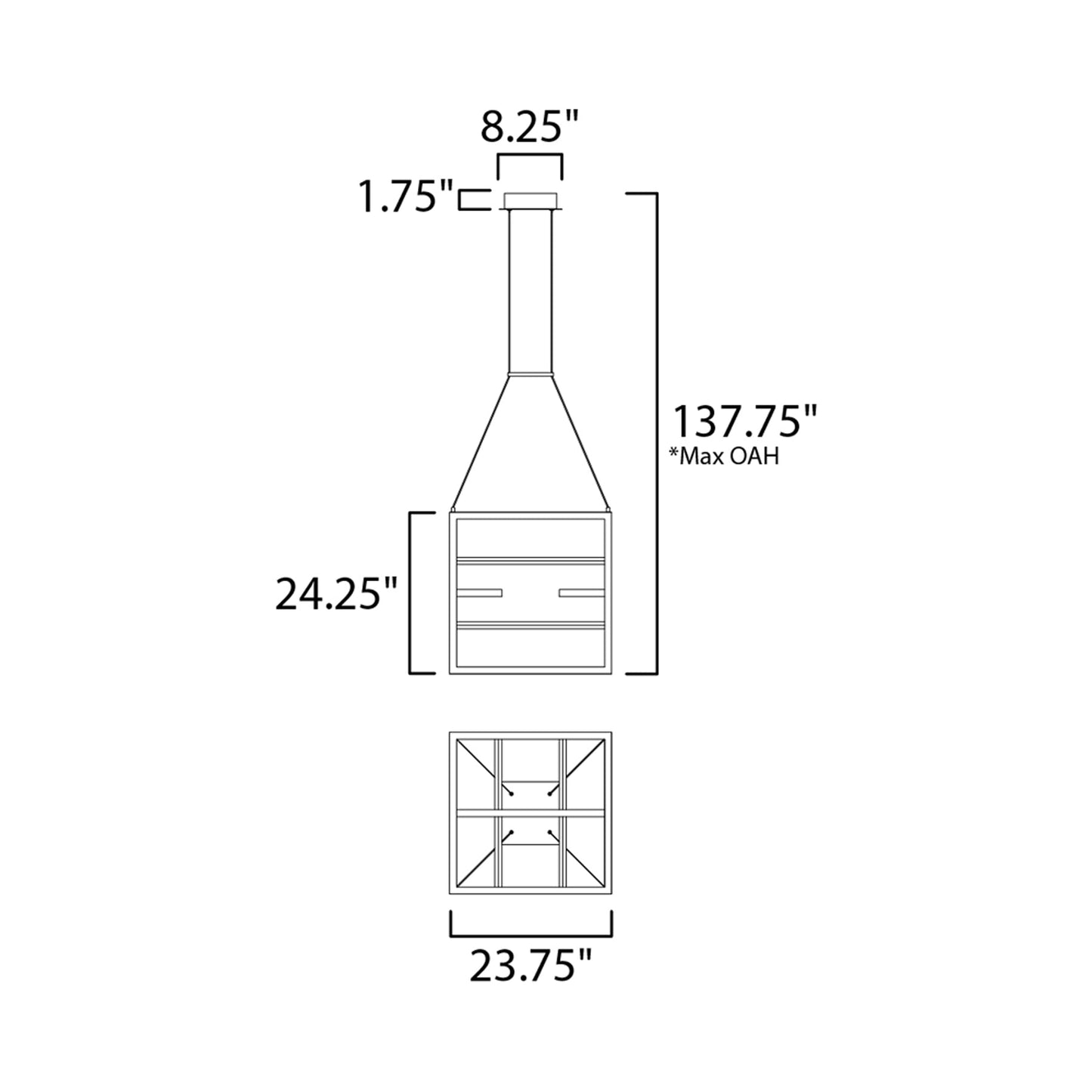 Chamber LED Pendant Light - line drawing.