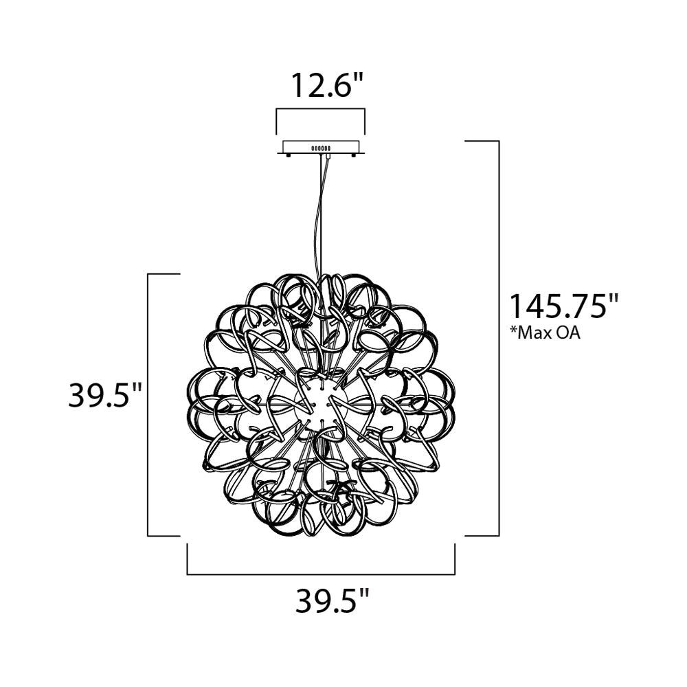 Chaos Entry Foyer LED Pendant Light - line drawing.
