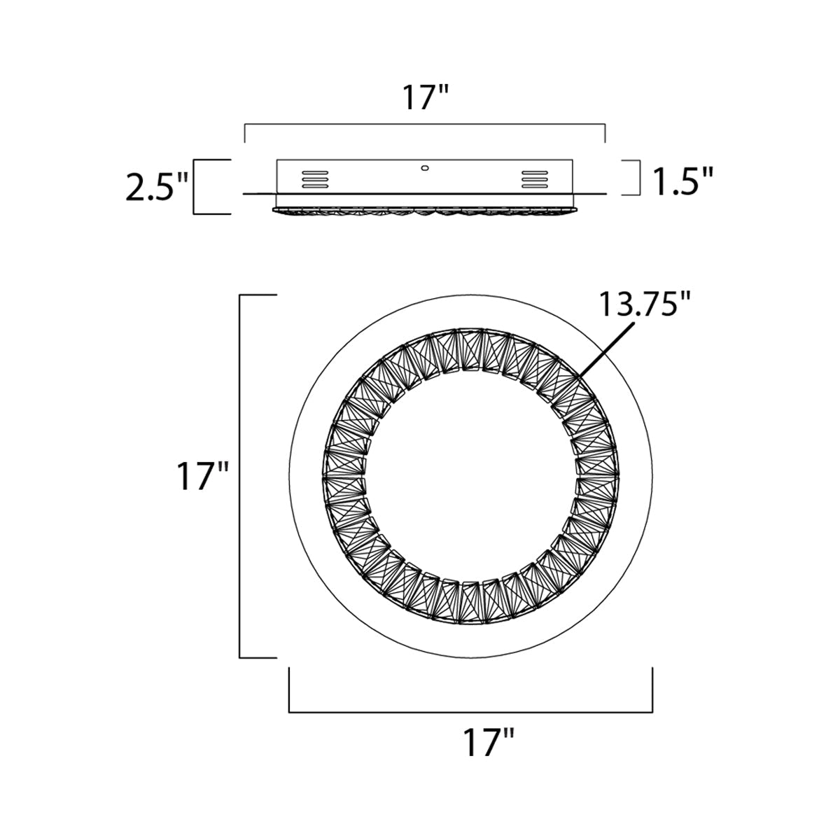 Charm LED Flush Mount Ceiling Light - line drawing.