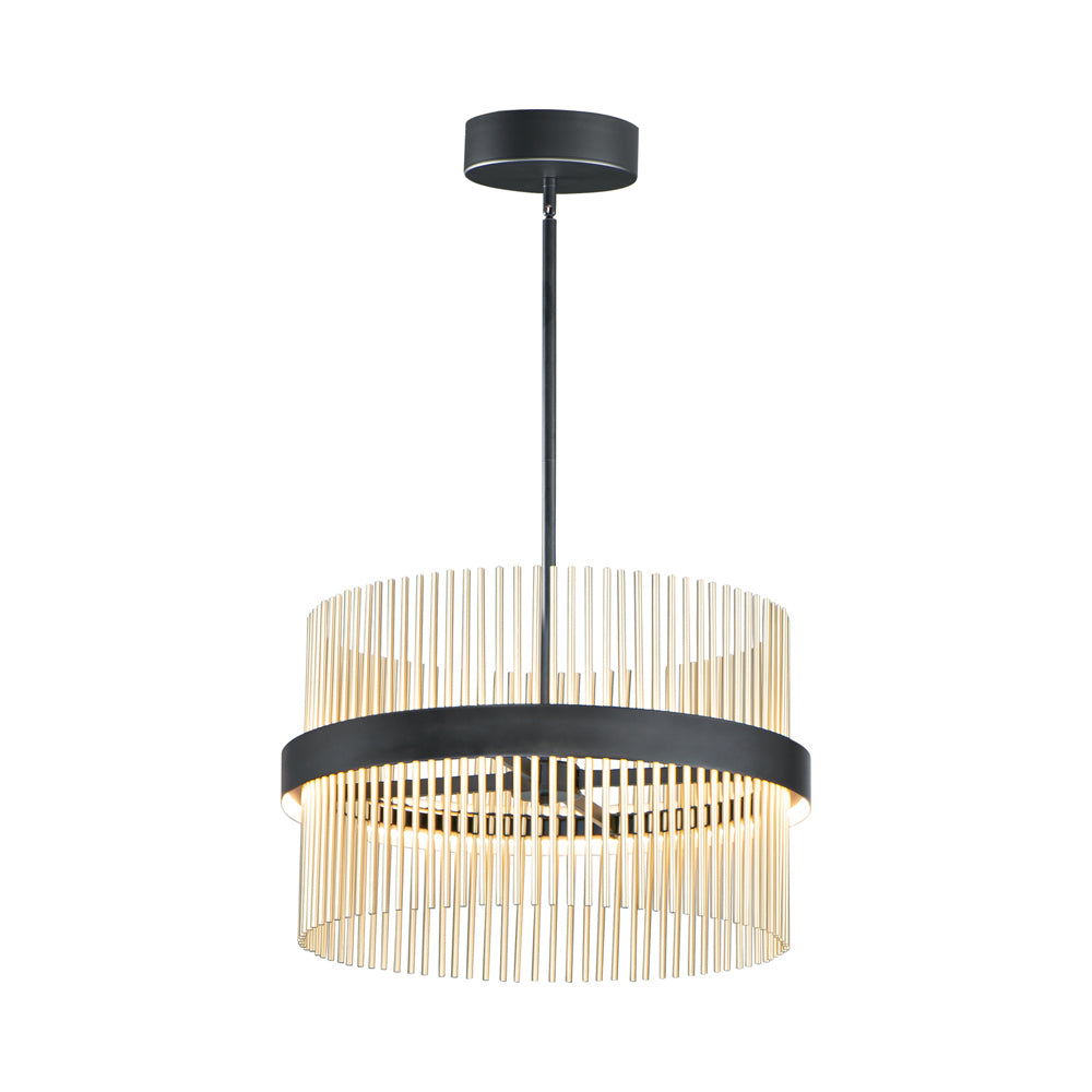 Chimes LED Pendant Light in Black/Satin Brass (23.75-Inch/2700K/3000K/3500K/4000K/5000K).