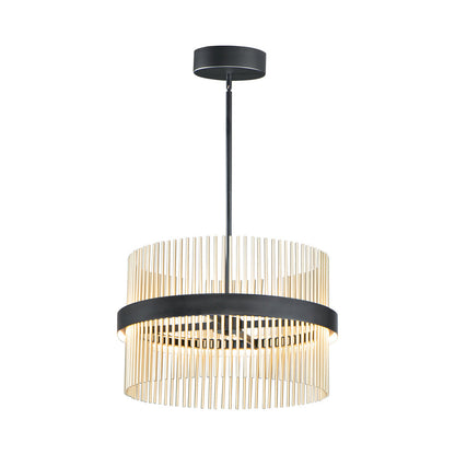 Chimes LED Pendant Light in Black/Satin Brass (23.75-Inch/2700K/3000K/3500K/4000K/5000K).