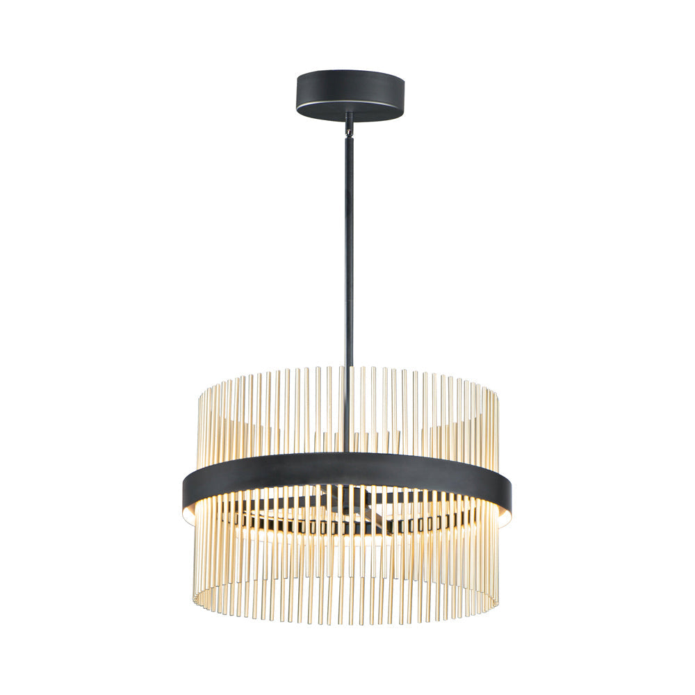 Chimes LED Pendant Light in Black/Satin Brass (23.75-Inch/2700K-5000K).
