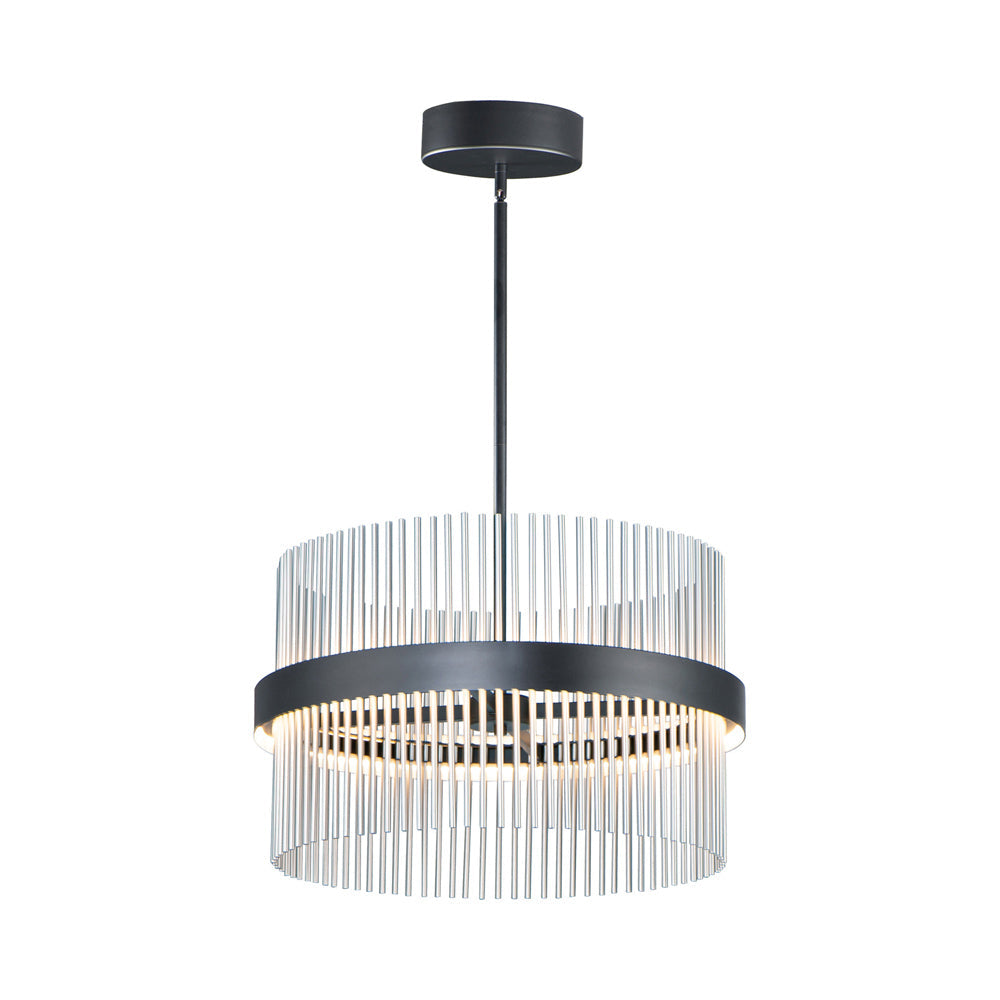 Chimes LED Pendant Light in Black/Satin Nickel (23.75-Inch/2700K-5000K).