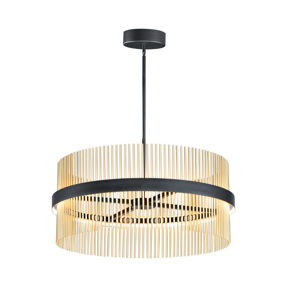 Chimes LED Pendant Light in Black/Satin Brass (33.75-Inch/2700K/3000K/3500K/4000K/5000K).