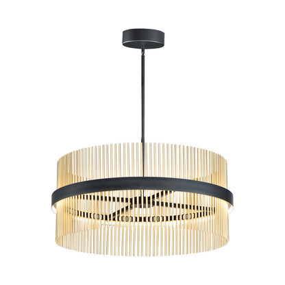 Chimes LED Pendant Light in Black/Satin Brass (33.75-Inch/2700K/3000K/3500K/4000K/5000K).