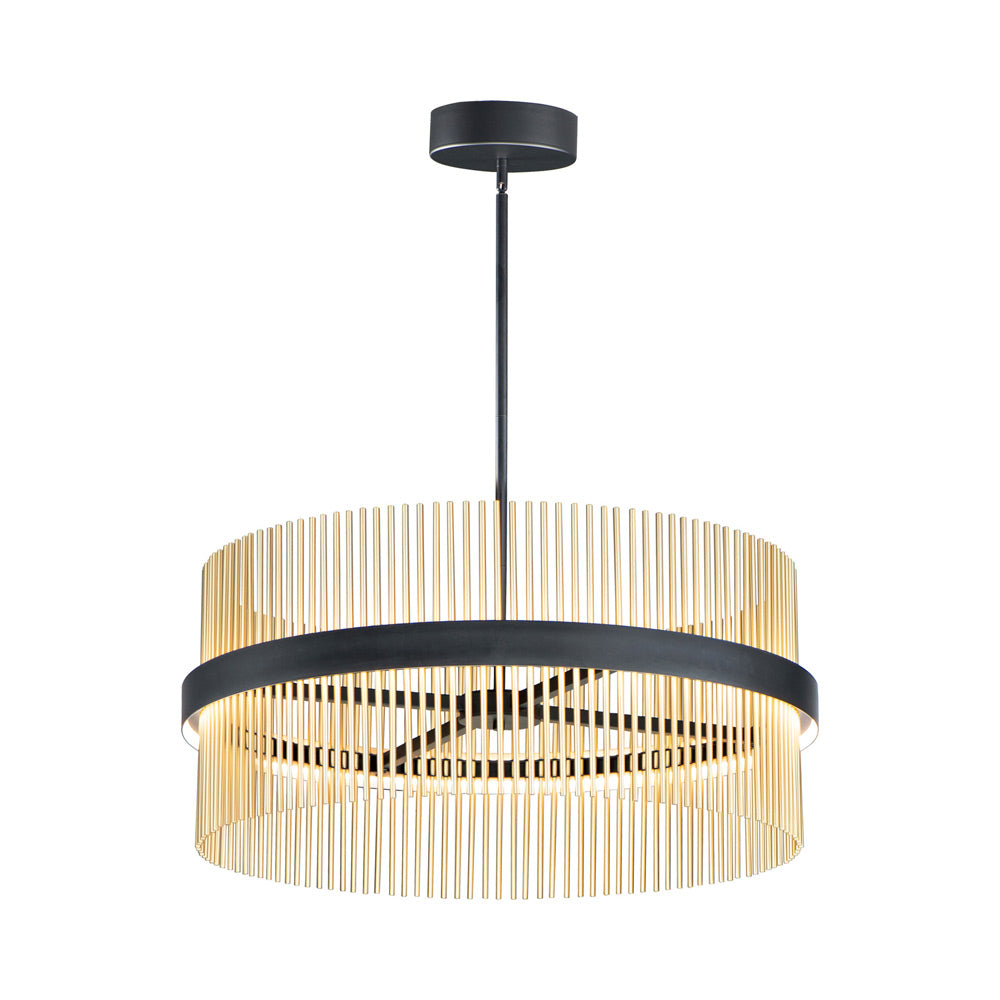 Chimes LED Pendant Light in Black/Satin Brass (33.75-Inch/2700K-5000K).
