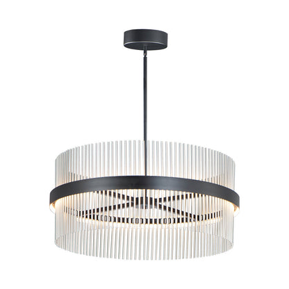 Chimes LED Pendant Light in Black/Satin Nickel (33.75-Inch/2700K-5000K).