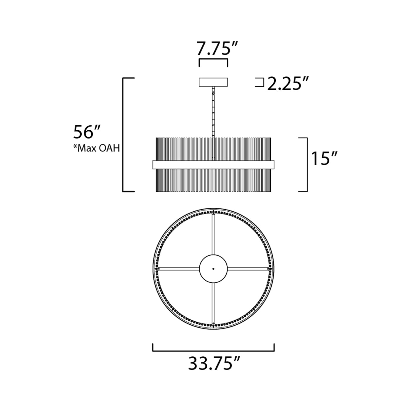 Chimes LED Pendant Light - line drawing.