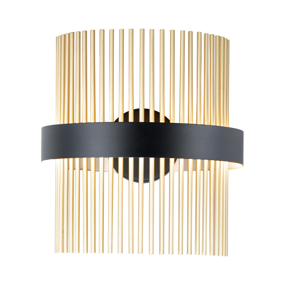 Chimes LED Wall Light in Black/Satin Brass.