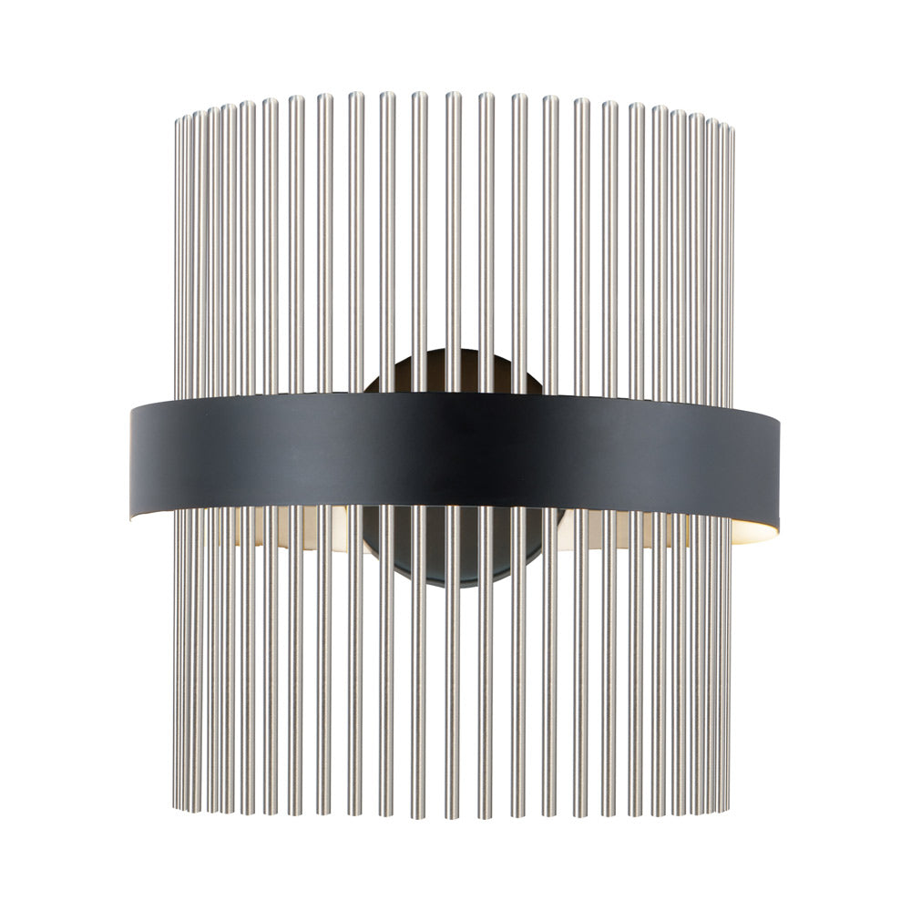 Chimes LED Wall Light in Black/Satin Nickel.