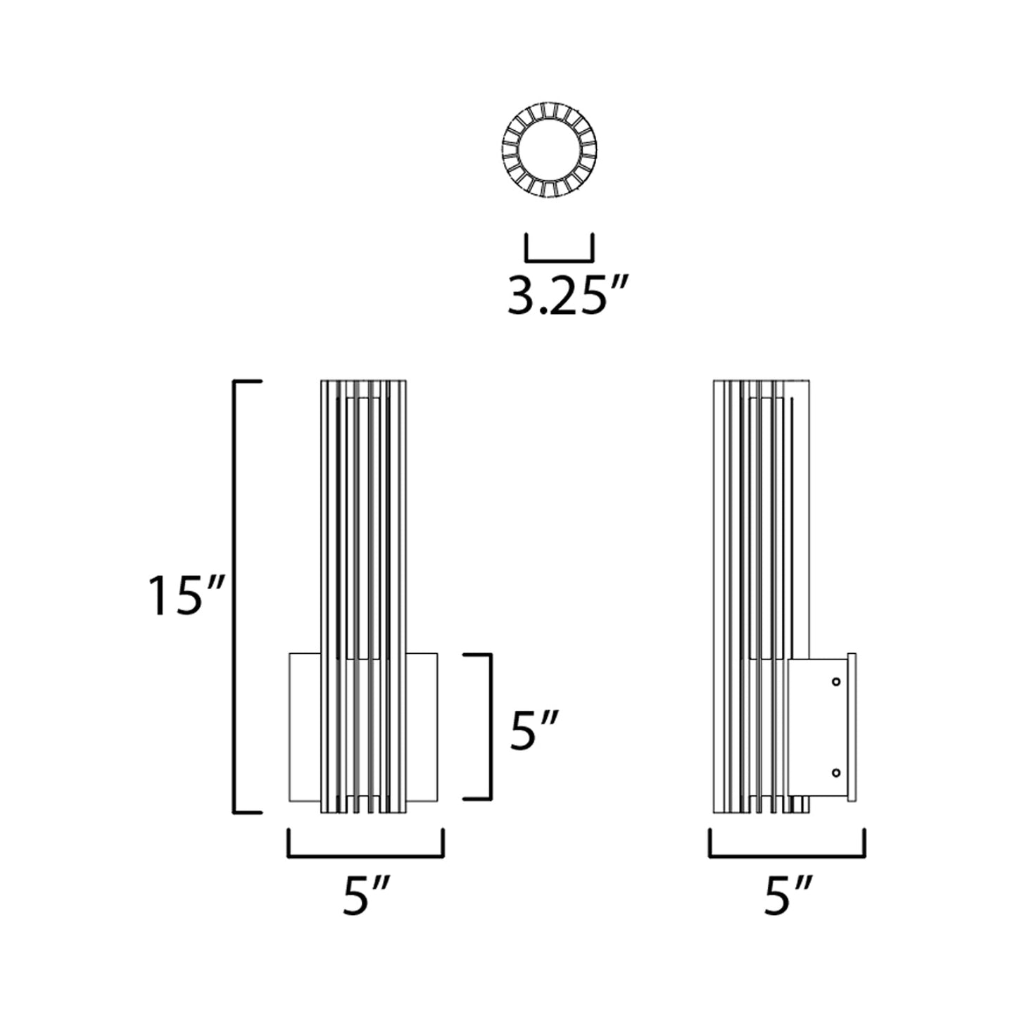 Citadel Outdoor LED Single Wall Light - line drawing.