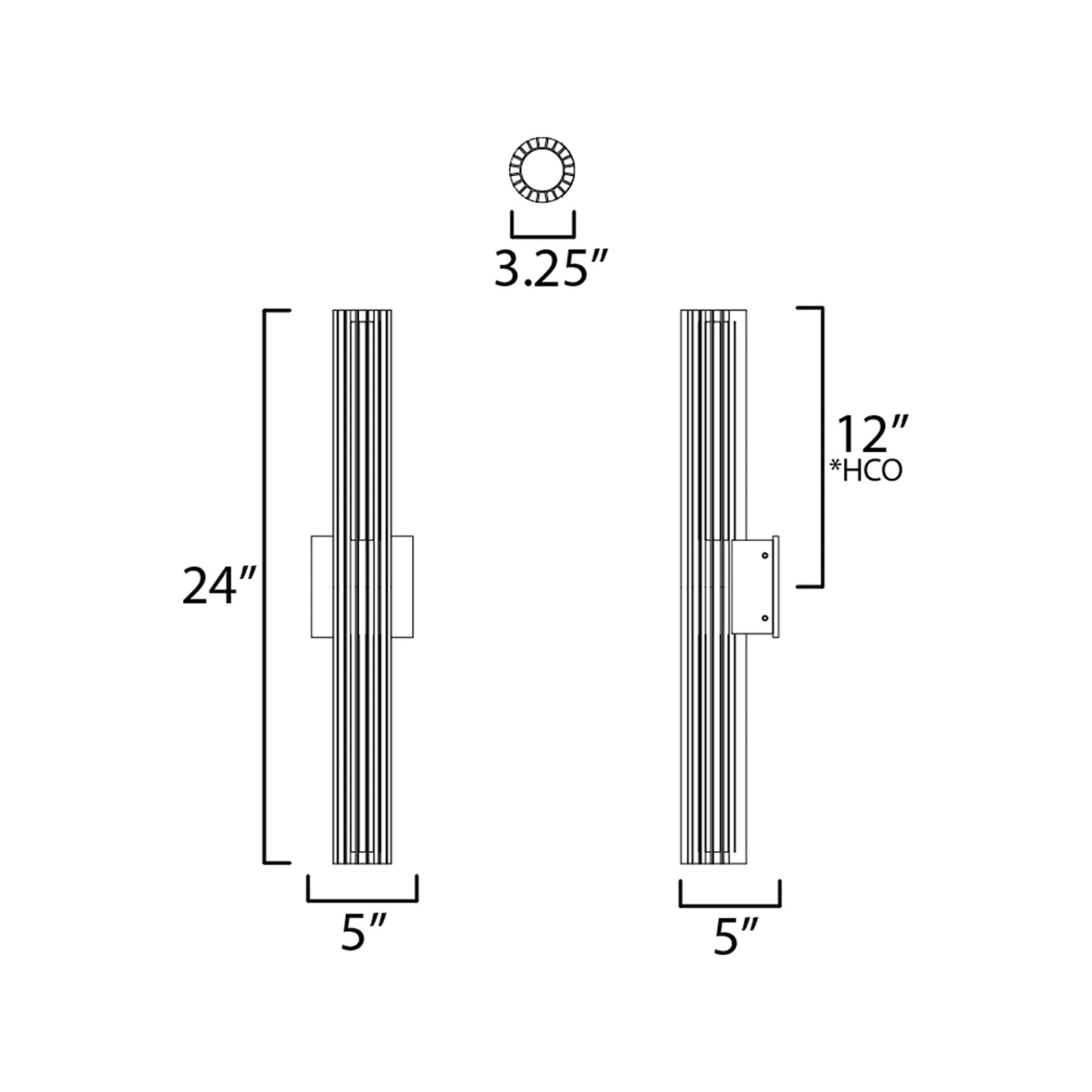 Citadel Outdoor LED Wall Light - line drawing.