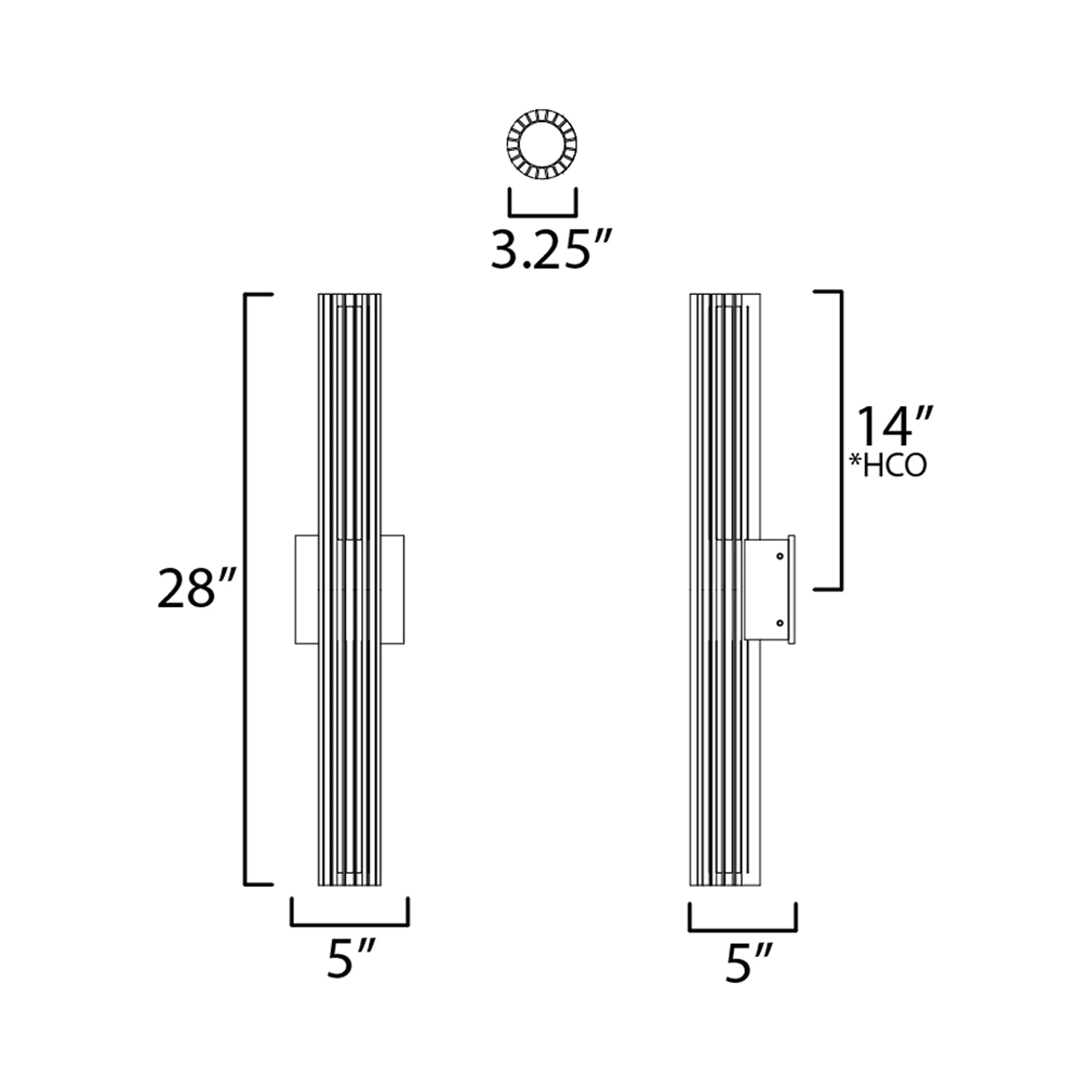Citadel Outdoor LED Wall Light - line drawing.