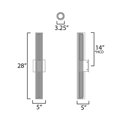 Citadel Outdoor LED Wall Light - line drawing.